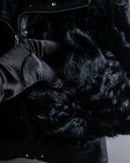 "HERMITAGE" Box silhouette double zipper fur blouson