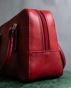 "BURBERRY" Bright red square silhouette leather handbag