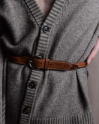 "HERMES" Hand stitched contrast saddle leather belt