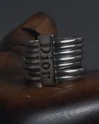 "Christian Dior" 00’s stacked wire silver 925 logo plate ring