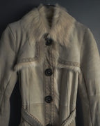 "BURBERRY BLUE LABEL" 00’s Shearling cable-knit pockets coat