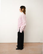 HERMES/ Oversized French Cuffed Contrast Collar Dress Shirt Pink