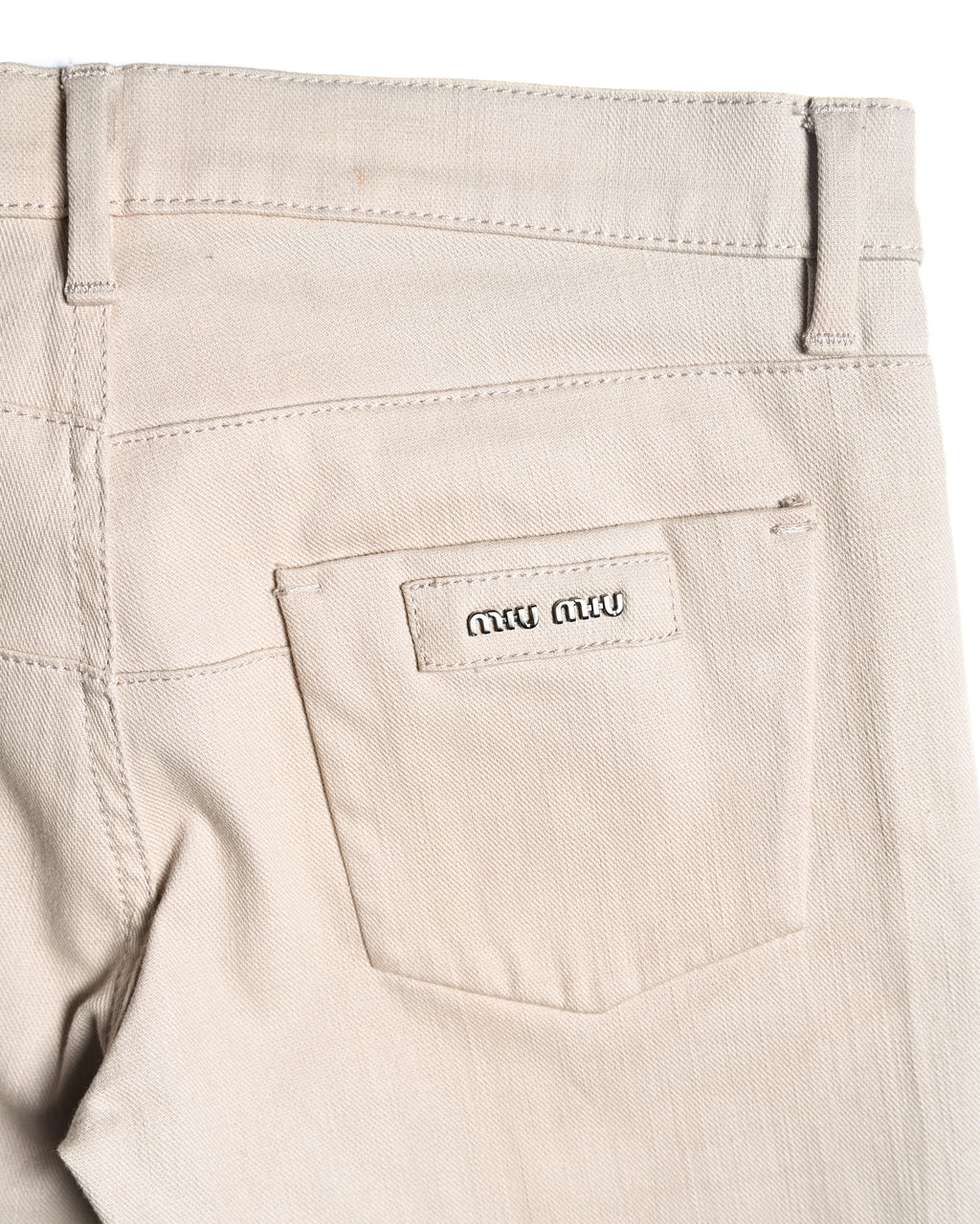 MIU MIU/ Back Metal Logo Designed Riding Pants Beige