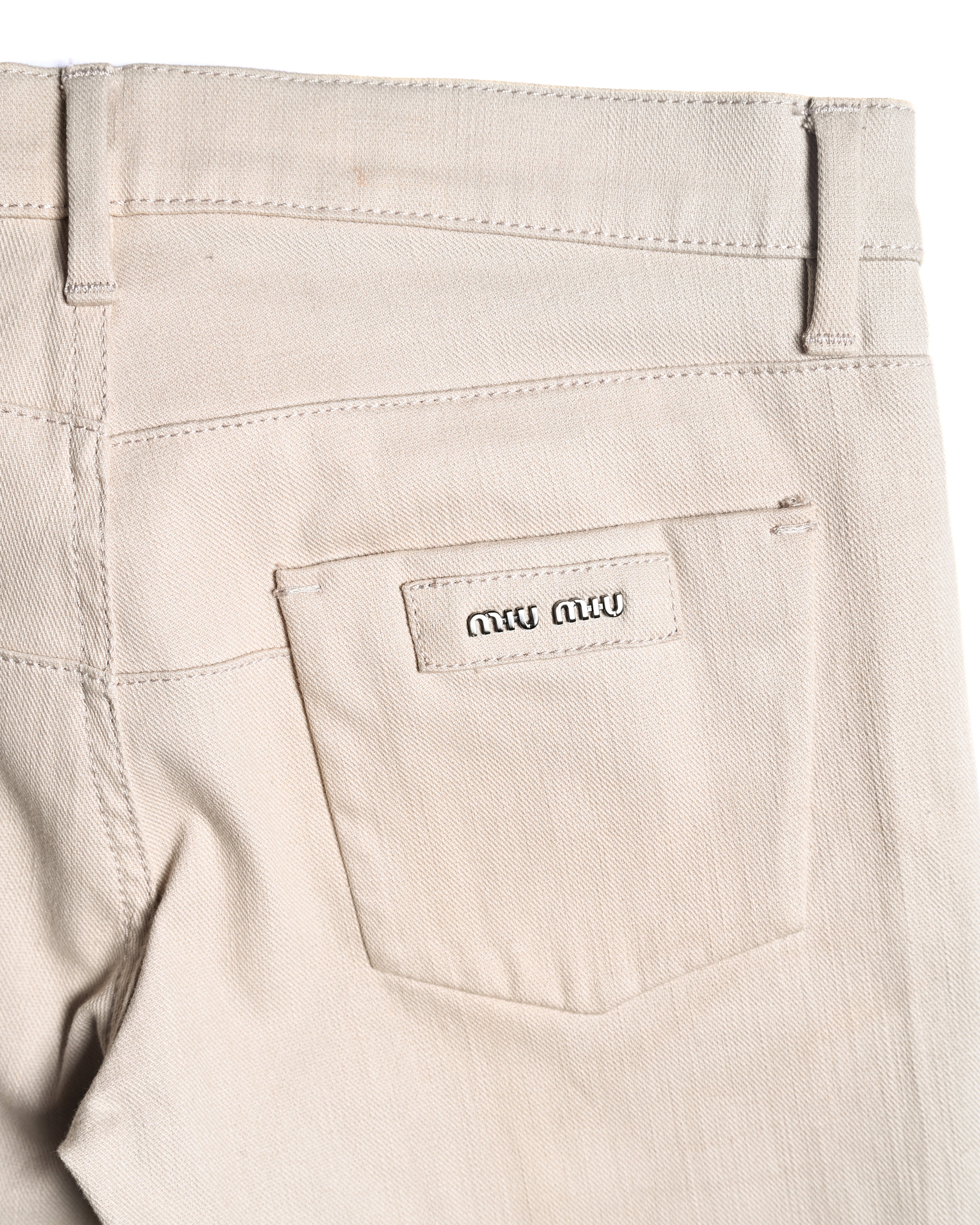 MIU MIU/ Back Metal Logo Designed Riding Pants Beige
