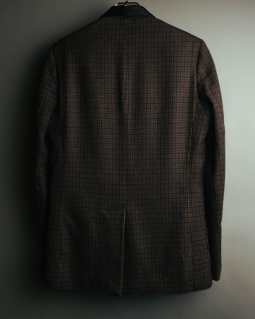-SPECIAL- "Maison Martin Margiela" 00's Check shawl collar smoking jacket with satin contrast