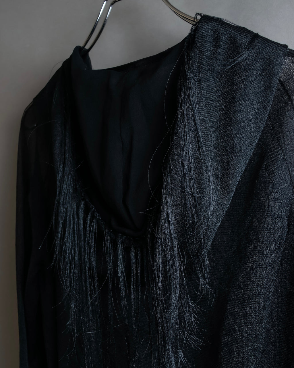 "sacai" Wig design sheer hooded pullover