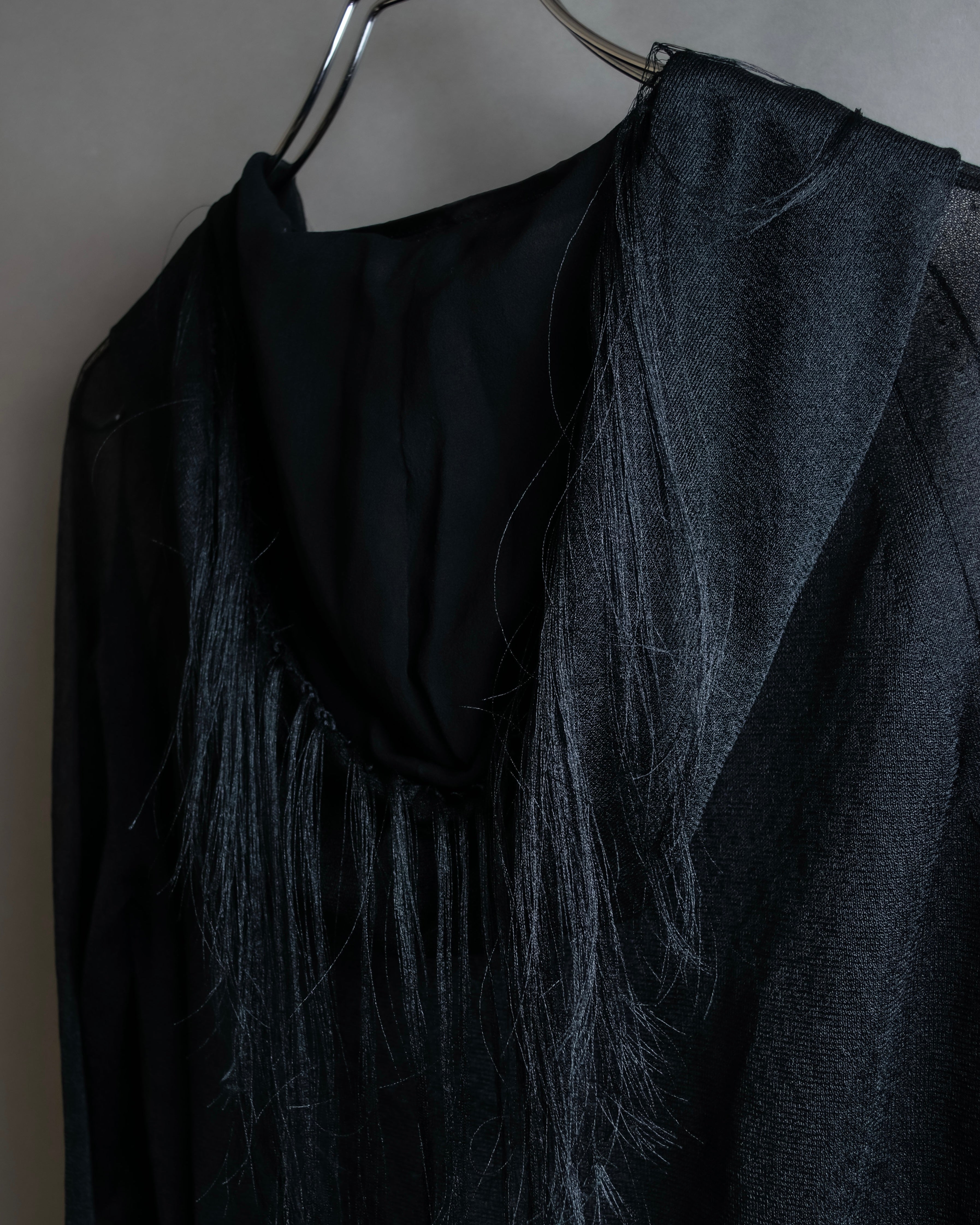 "sacai" Wig design sheer hooded pullover