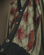 –SPECIAL– "Hermès" 90's-00's Plaid cashmere cardigan
