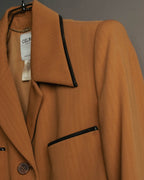 -SPECIAL- "CELINE" 80's-90's Black piped wool tailored jacket