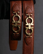 "Salvatore Ferragamo" Gancini motif chain design leather belt