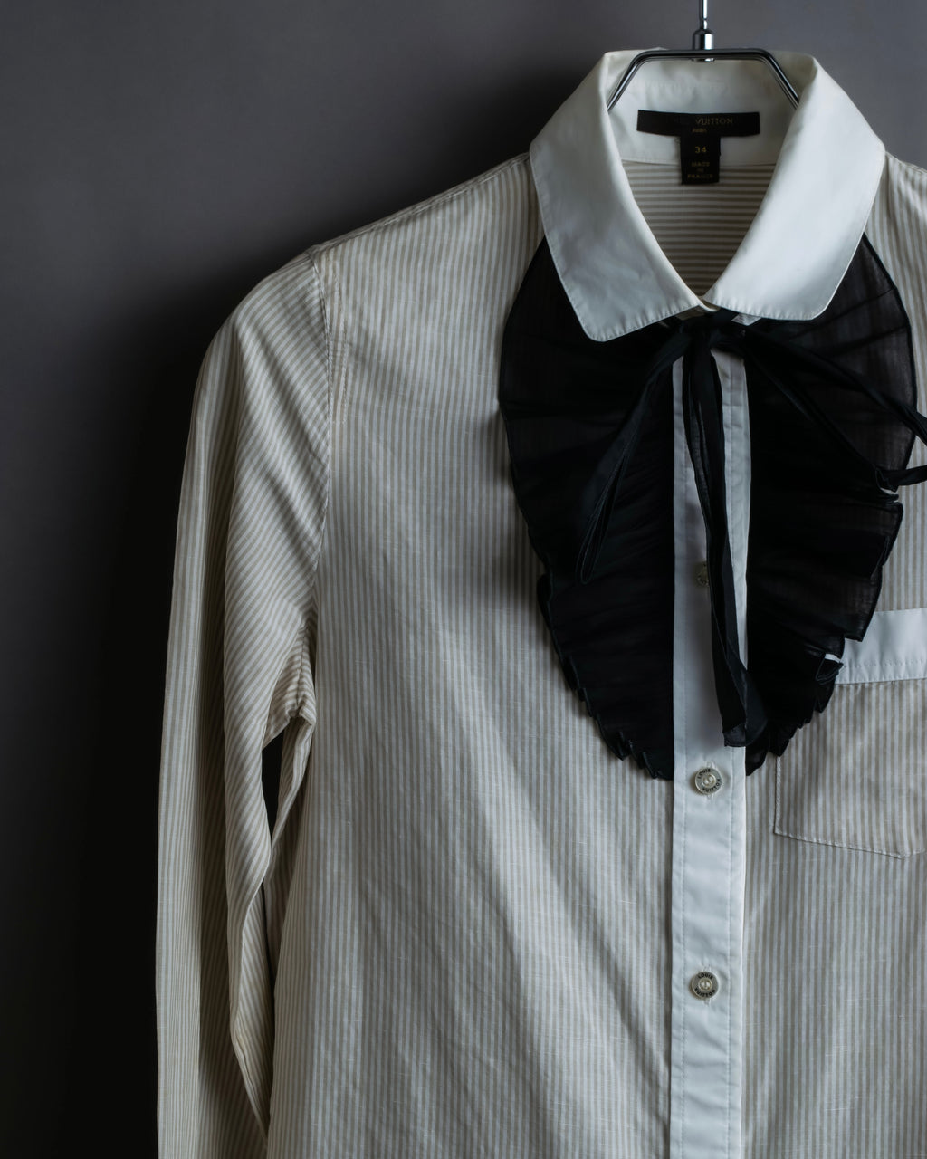 "LOUIS VUITTON" Ribbon frill design regular collar shirt