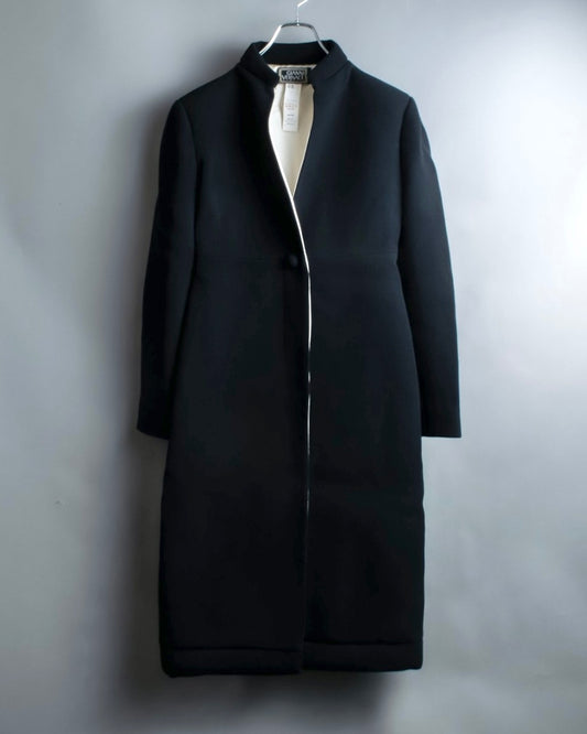 "GIANNI VERSACE couture" Collarless Luxury Wool Long Coat