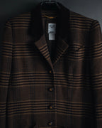 "CELINE" Late 80s–Early 90s velvet-collar woven jacket