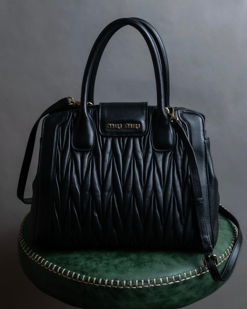 "MIU MIU" Matelasse design 2way leather bag