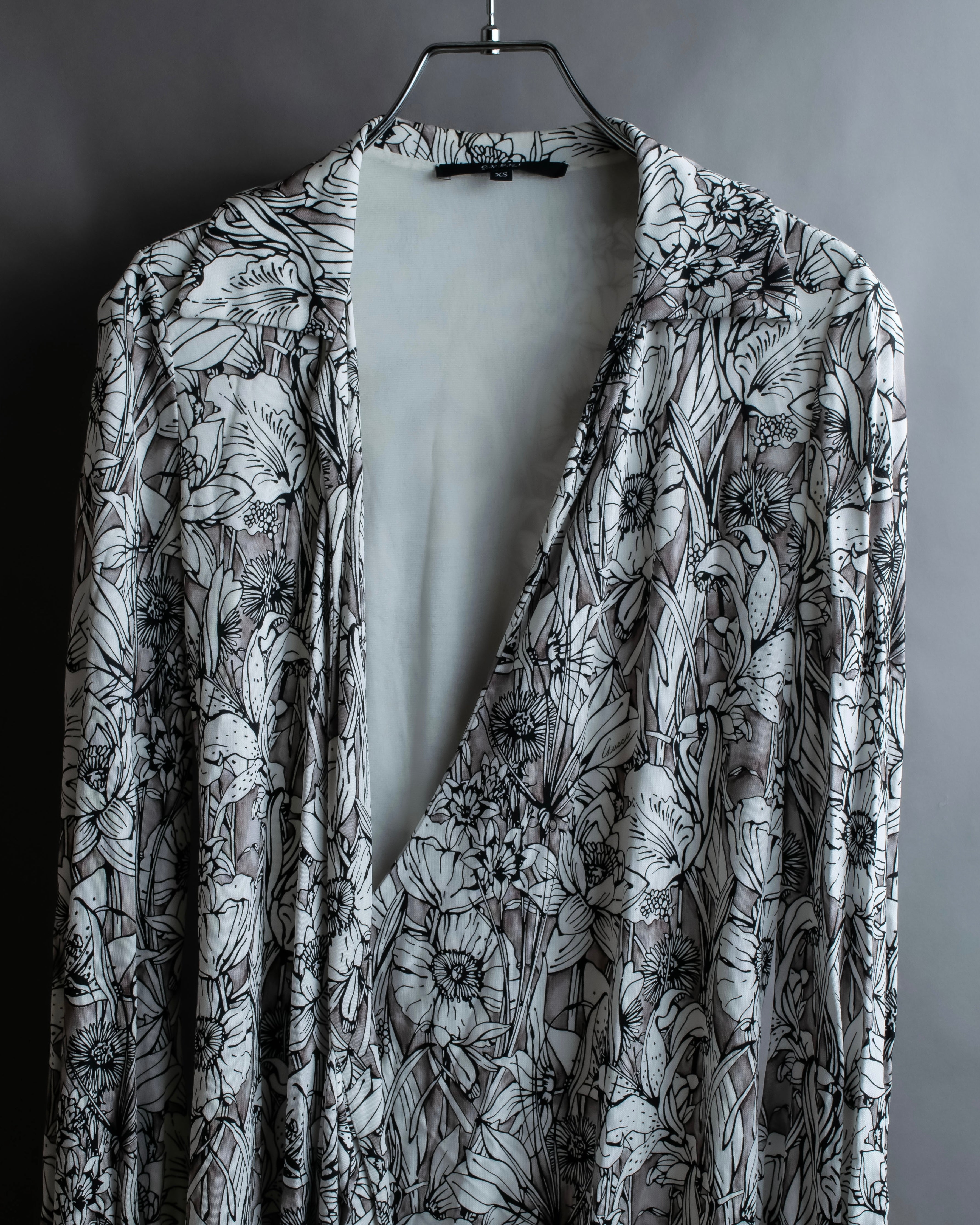 "GUCCI" Monotone floral print wrap dress