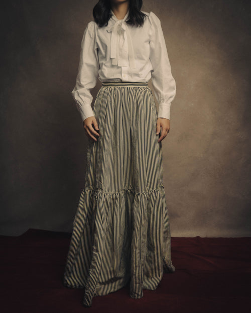 -SPECIAL- “Christian Dior” 2021 cruise striped linen silk tiered skirt