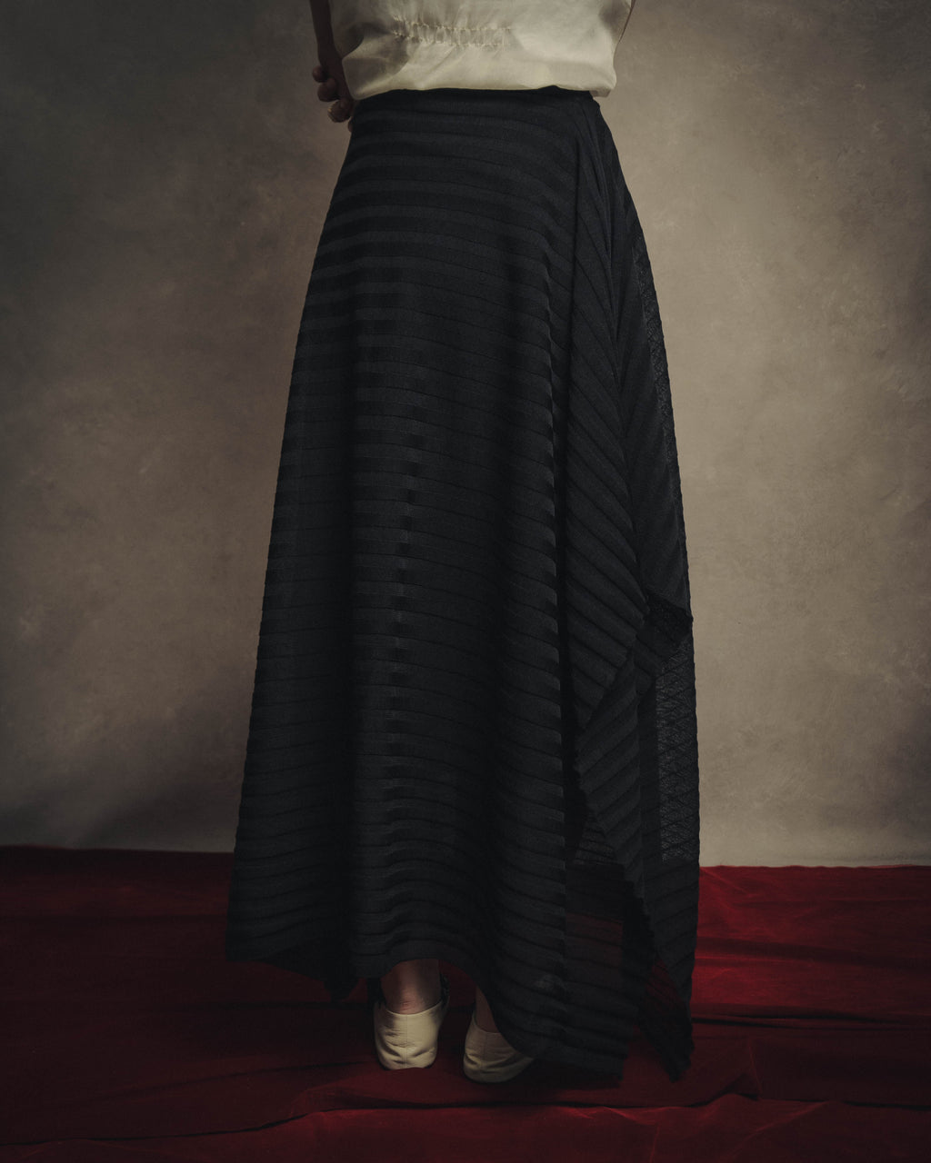 -SPECIAL- “Christian Dior“ 00’s-10’s Sheer ribbed asymmetric long skirt