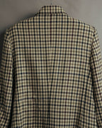 "GUCCI" 80's-early 90's Checked wool cashmere double-breasted jacket
