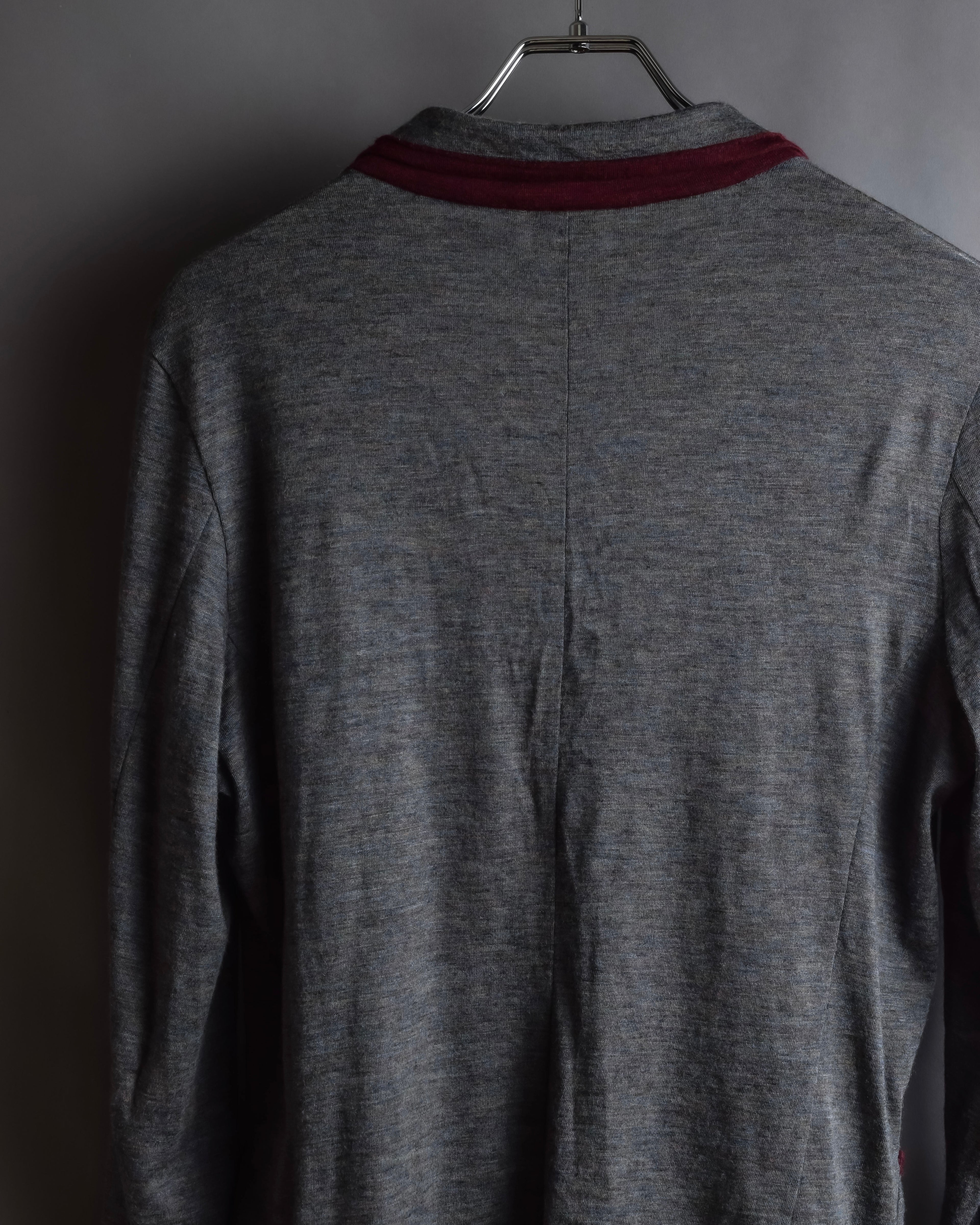 "Vivienne Westwood MAN" Bordeaux piping design draped tailored jacket