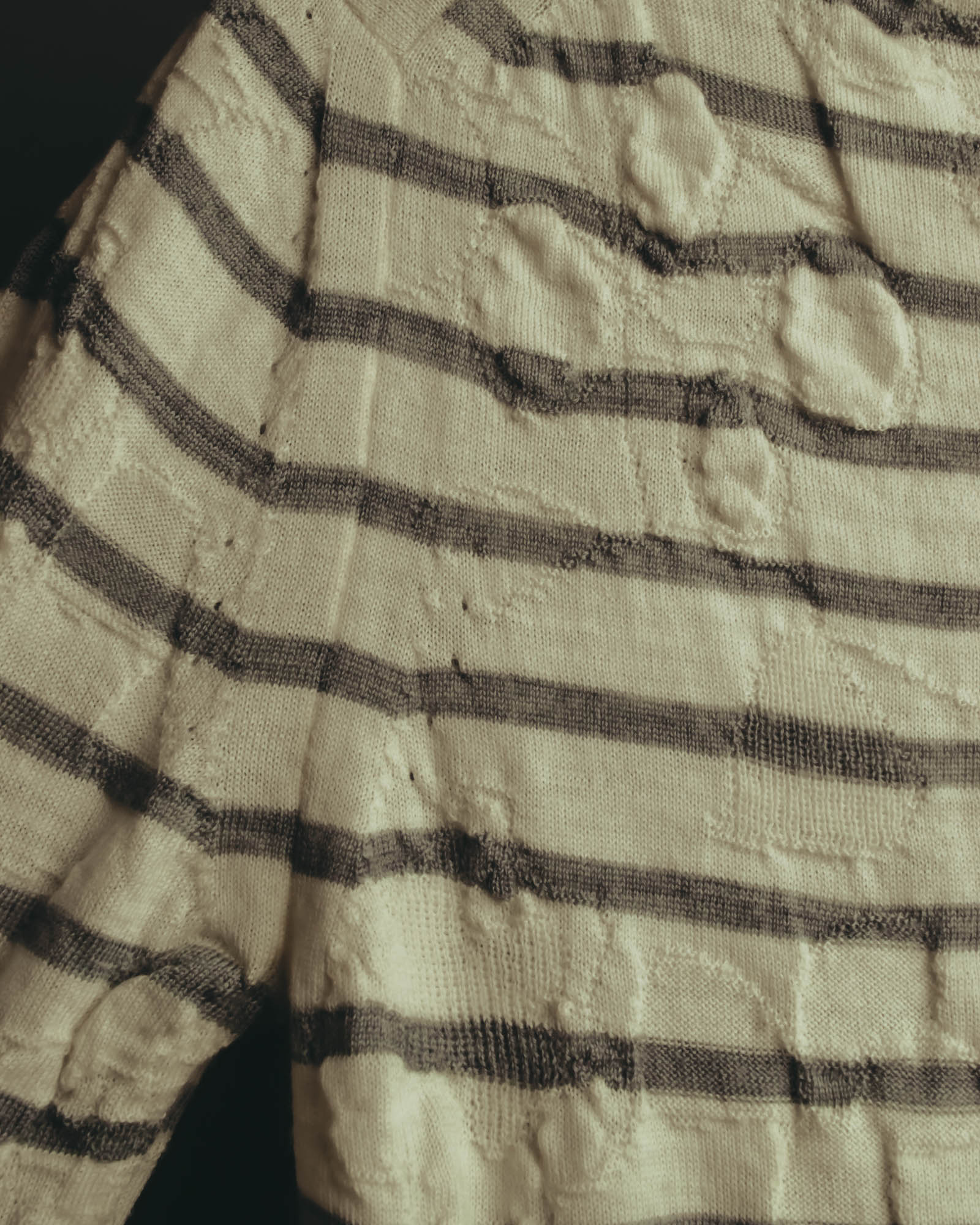"tao COMME des GARÇONS" 10's Textured striped wool knit cardigan