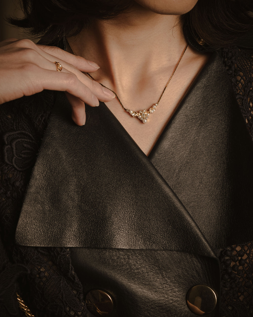 –SPECIAL– "VALENTINO"
Early 2010s lace and leather double-breasted jacket