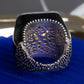 "GUCCI" Amber rhinestone GG motif engraved signet ring