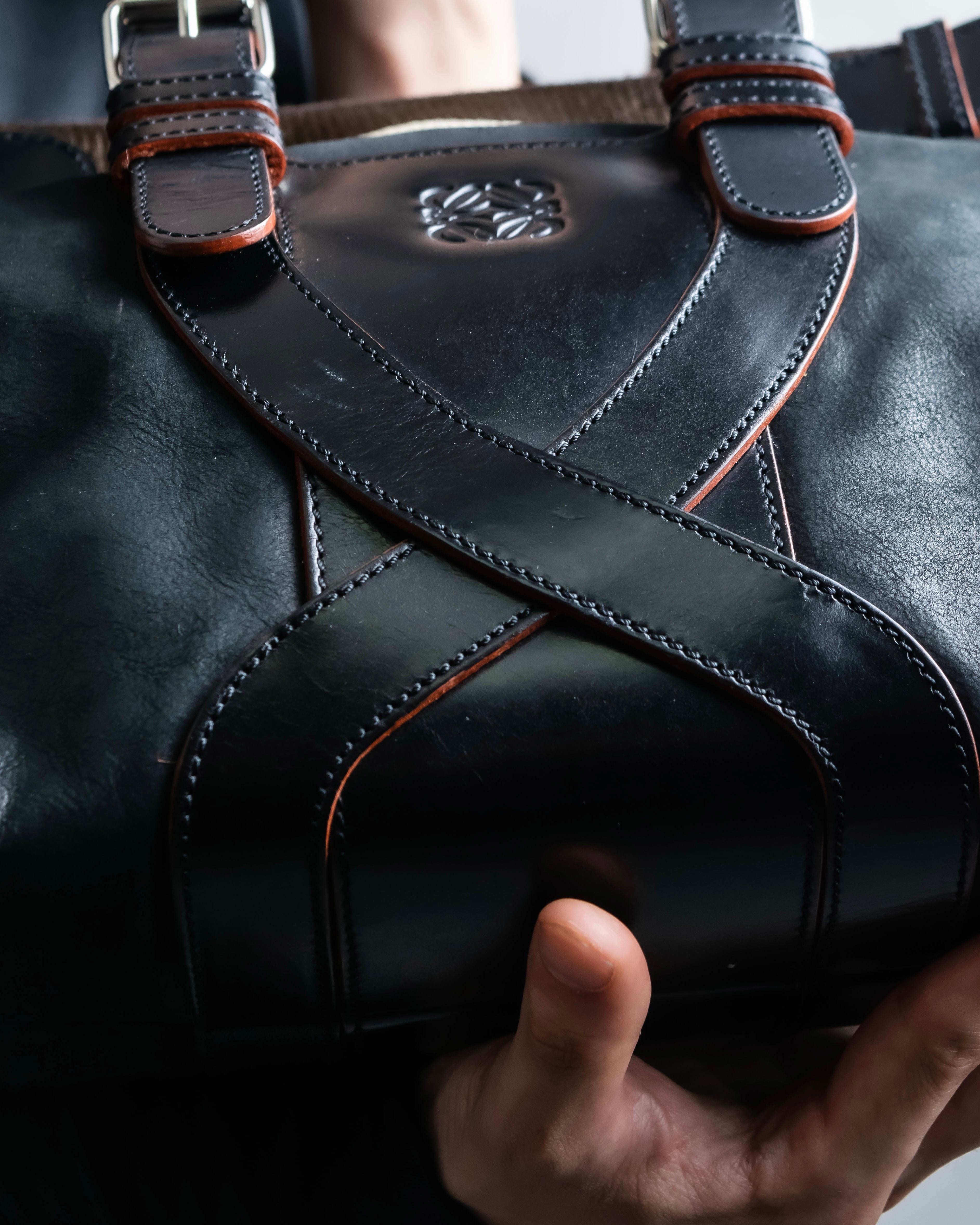 "LOEWE"　Belt design logo engraved tote bag