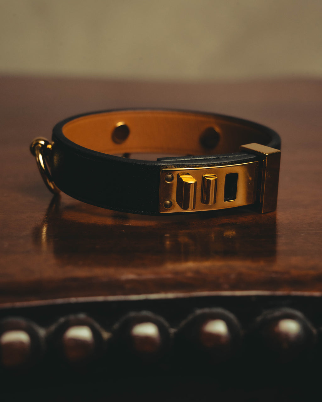 –SPECIAL– “HERMÈS” 10’s Mini dog anneaux triple ring leather bracelet