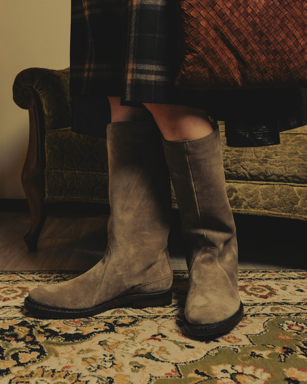 -SPECIAL- “Dior” 00’s Taupe suede square toe riding boots
