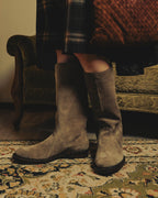 -SPECIAL- “Dior” 00’s Taupe suede square toe riding boots