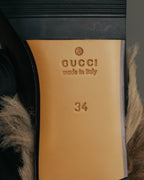 "GUCCI" Fur lined horsebit backless loafer