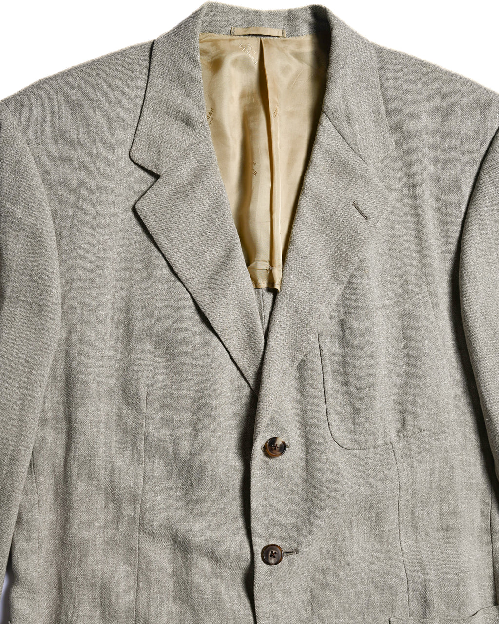 HERMES/ Pure Linen Oversized Single Breasted Tailored Jacket Beige