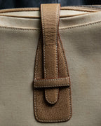 “LOEWE” Leather belted design bicolor handbag
