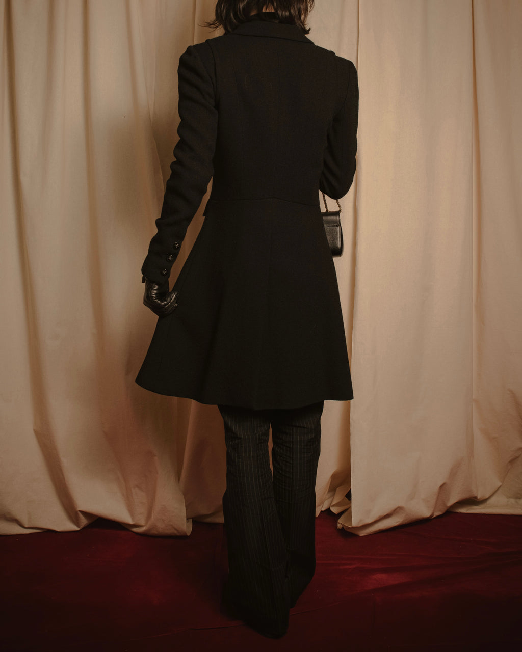 –SPECIAL– "CHANEL" 04SS sculpted princess-line wool crepe coat