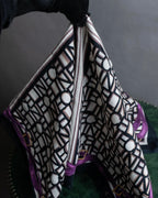 "CELINE" Belt motif pattern purple color silk scarf