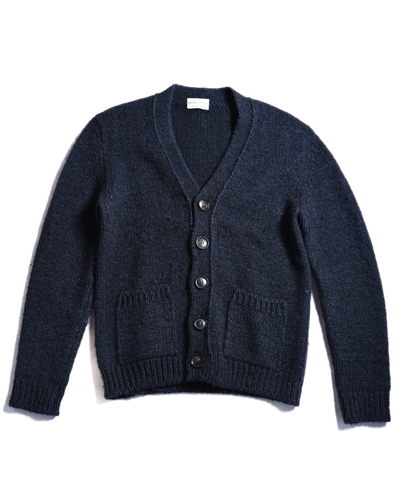 Settefili Cashmere/ Alpaca Blended Chunky Knit V-NeckCardigan Dark Navy
