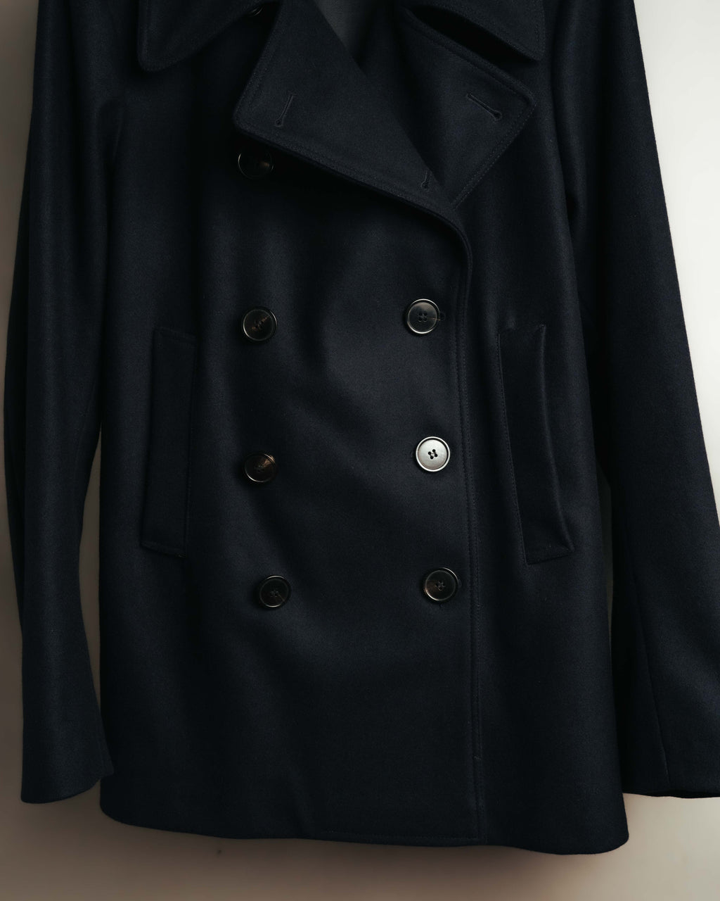 -SPECIAL- "DRIES VAN NOTEN" 10's Sculptural wide lapel double breasted wool coat