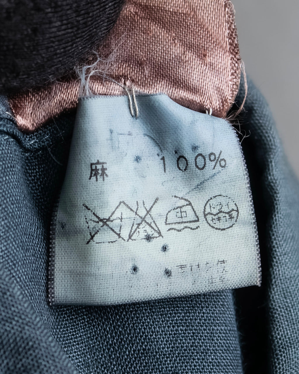 "HERMES" 90's Military detail linen long shirt dress