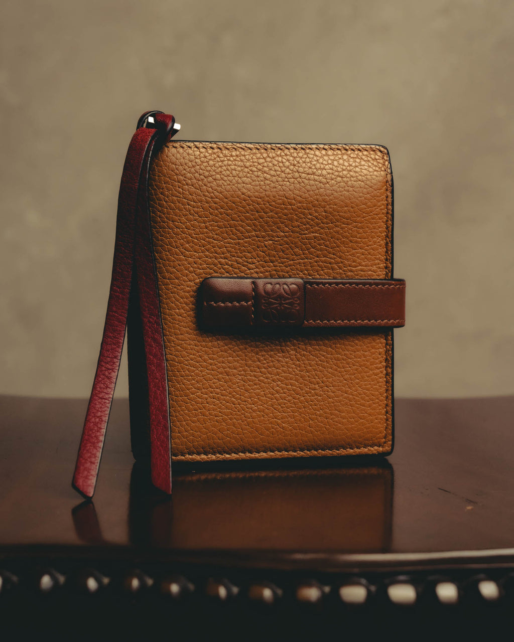 "LOEWE" 20's Bicolor small vertical leather wallet