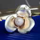 "CHANEL" Pearl center design camellia ring