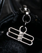 "BALENCIAGA" Horizontal metallic plate design leather shoulder bag