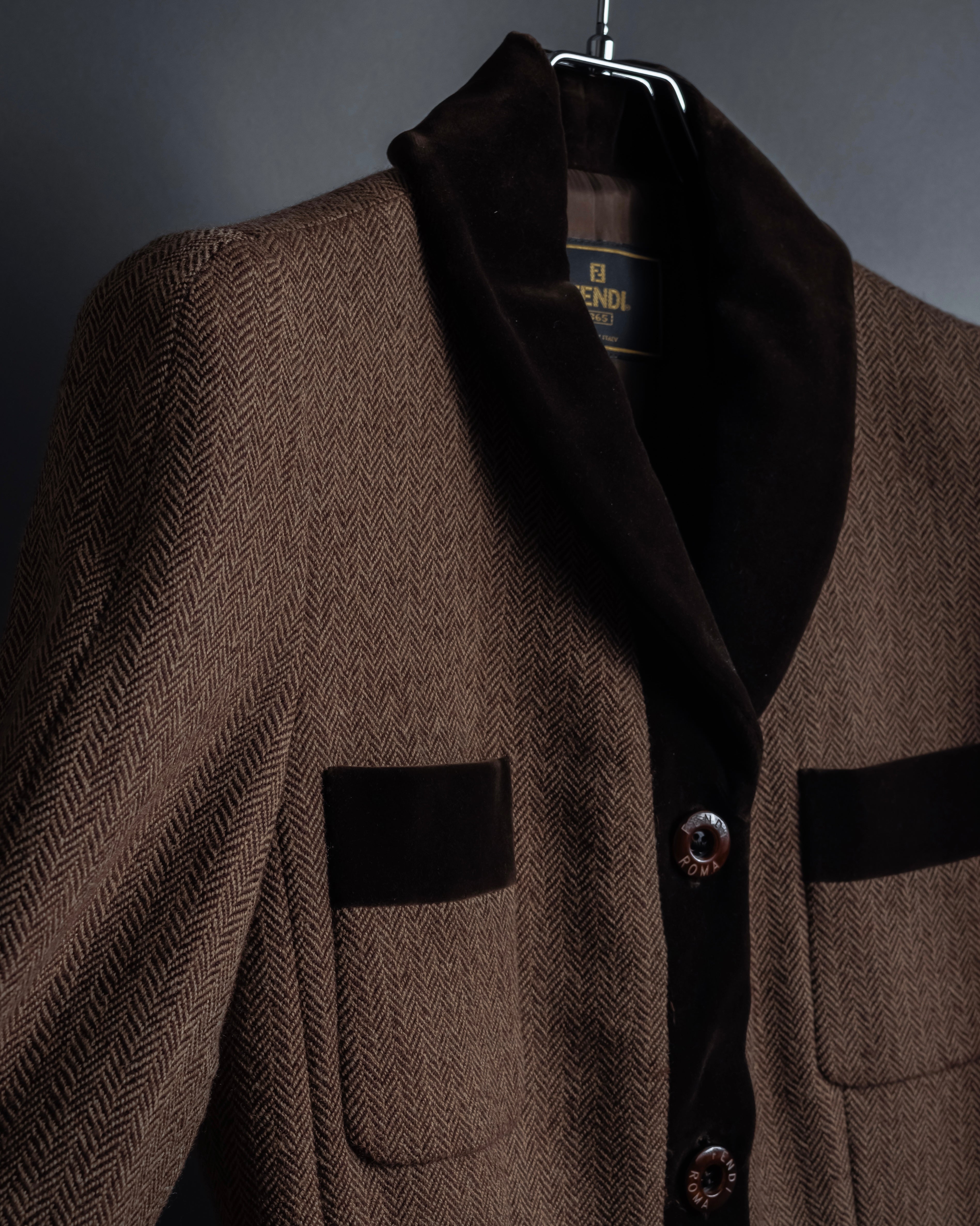 "FENDI" Velvet switching design herringbone set up