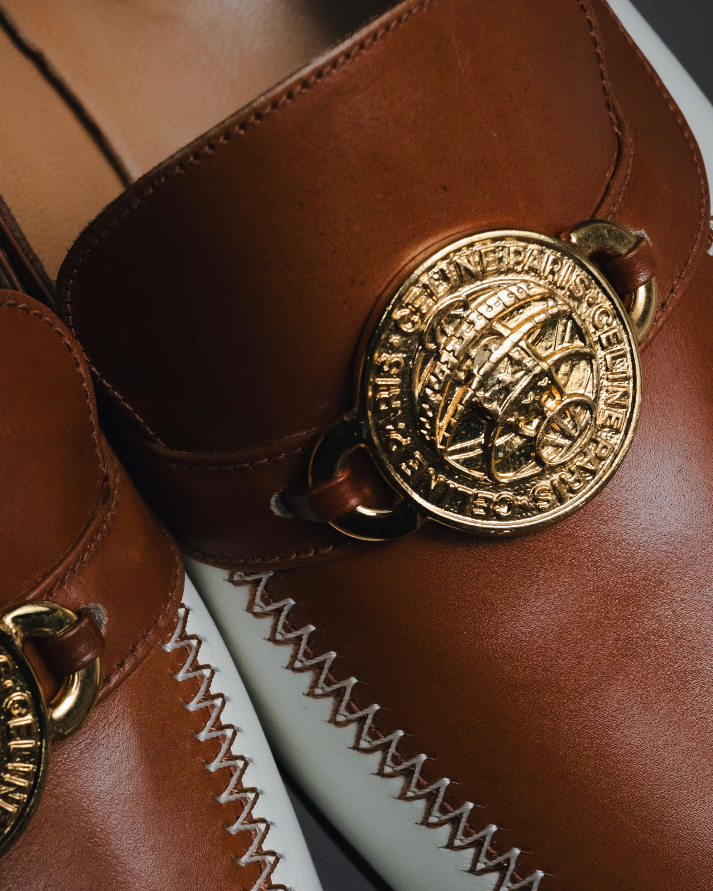 "CELINE" 70’s-80’s Spectator triumph medallion loafers