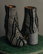 -SPECIAL- "Maison Margiela"2015's Tabi striped fabric ankle boots