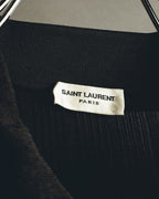 "SAINT LAURENT PARIS" 2020's Sheer ribbed silk blend polo cardigan