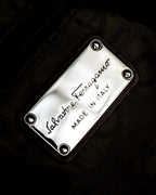 "Salvatore Ferragamo" Gathered form Gancini motif design suede hand bag