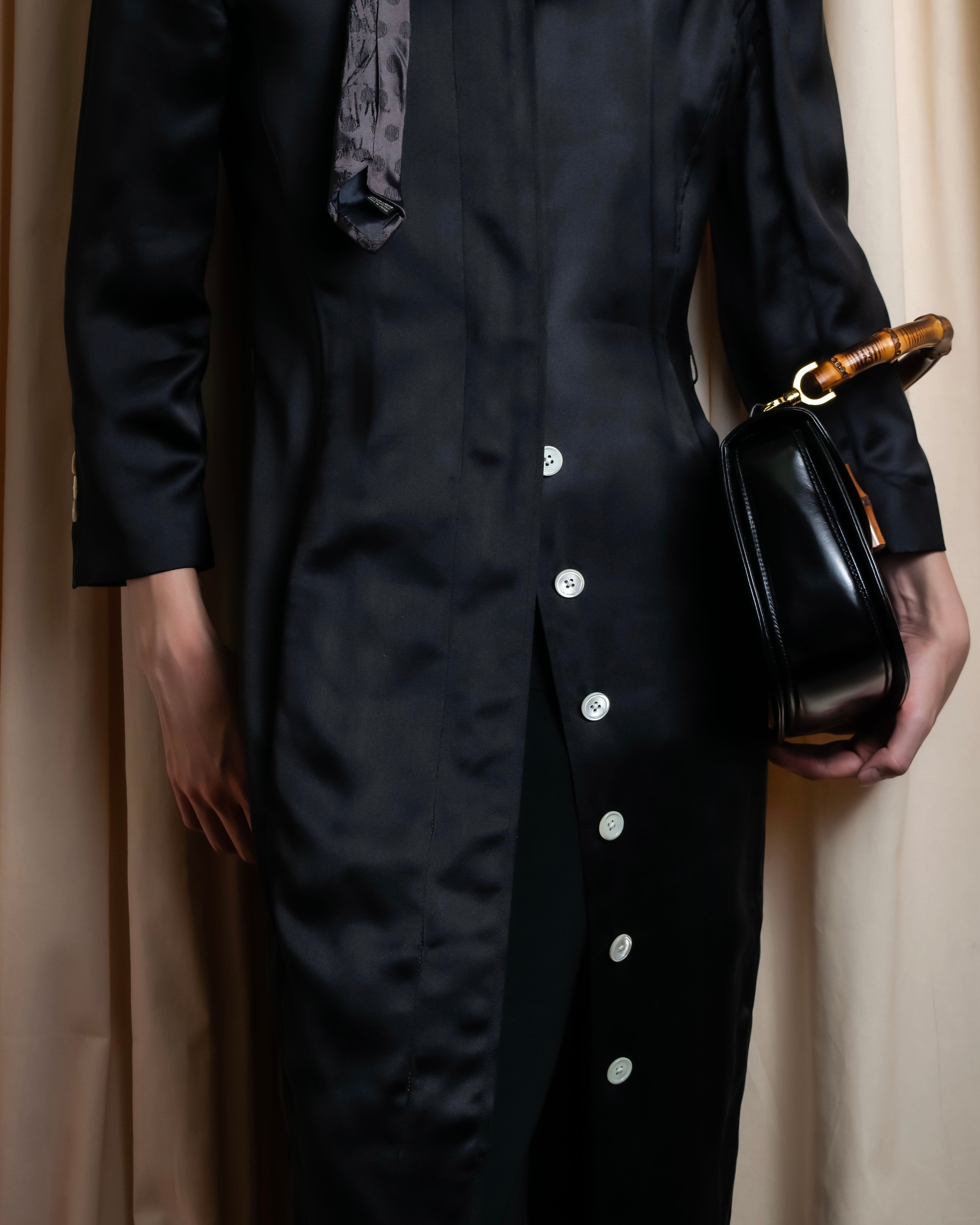 "THOM BROWNE" Shiny long hidden button shirt