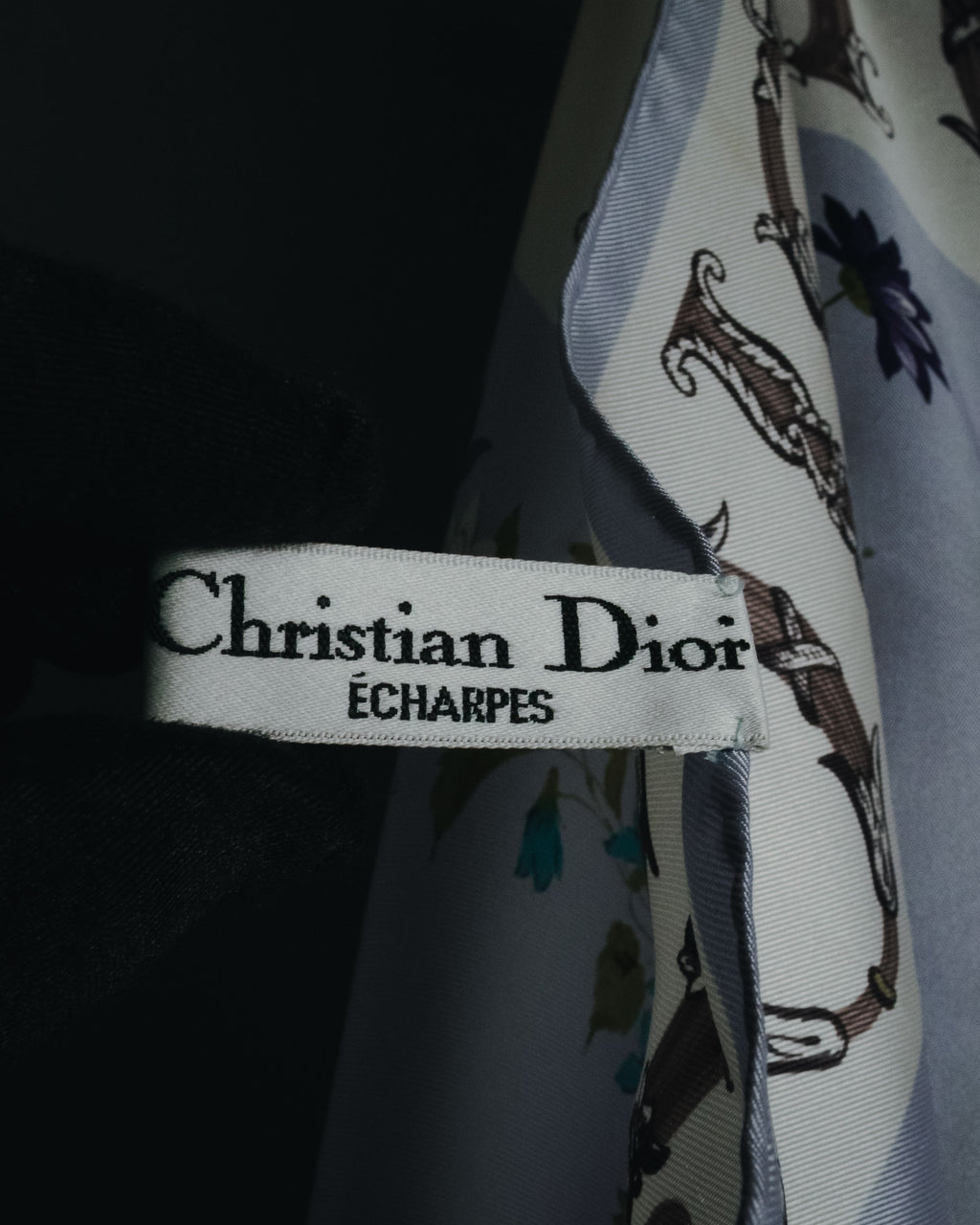 "Christian Dior" 80’s-90’s botanical dior typography silk scarf