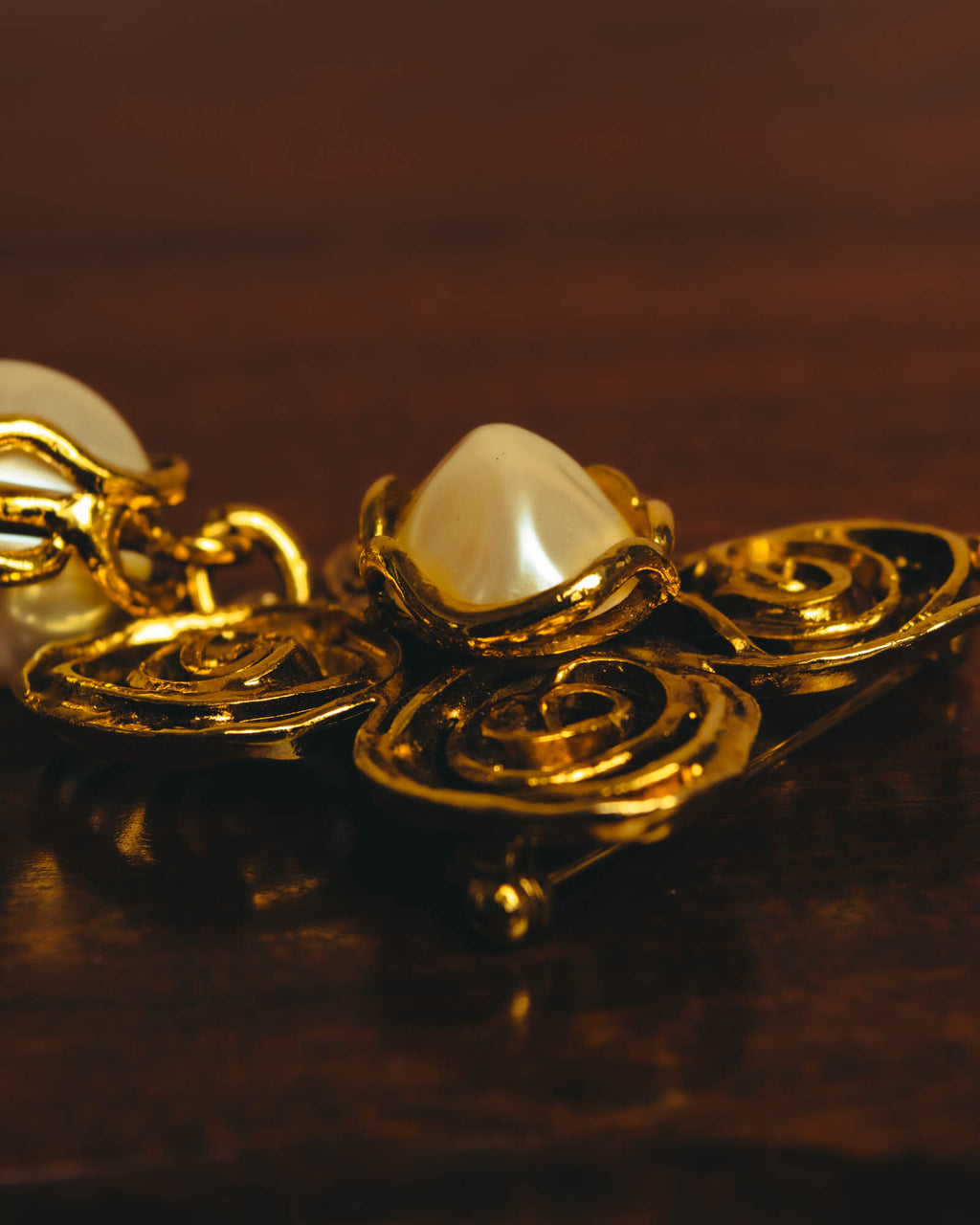 "Yves Saint Laurent" 80's-90's Baroque faux pearl brooch