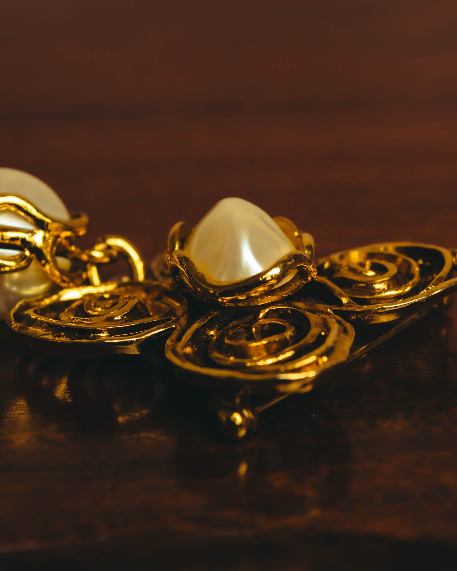 "Yves Saint Laurent" 80's-90's Baroque faux pearl brooch